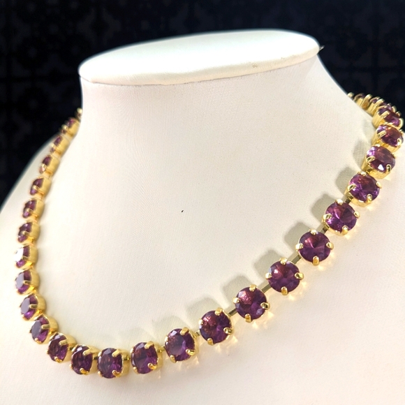 52.14 Total Carats Genuine Amethyst in Classic Tennis Necklace and Earrings - Picture 2 of 8